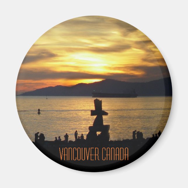 Imán Magnet Souvenir de Vancouver Sunset Beach Magnetes (Frente)