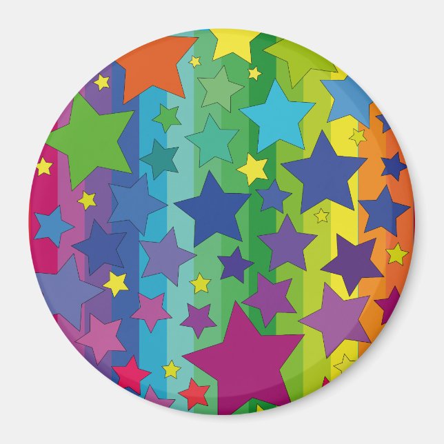 Imán Magnet - Streifen und Sterne regenbogenfarben (Frente)