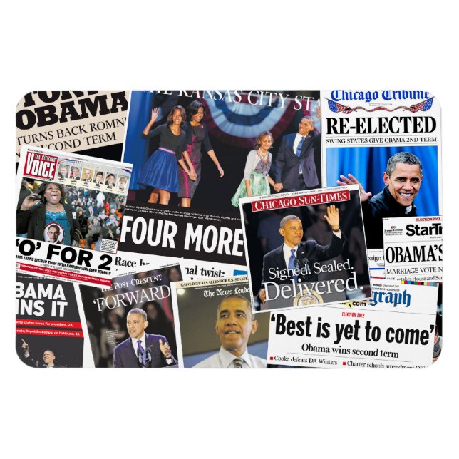 Imán Magnet, titular del periódico Obama 2012 (Horizontal)