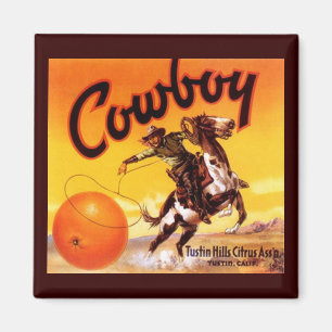 IMÁN MAGNET VINTAGE TUSTIN CA COWBOY ROPING NARANJA ADV