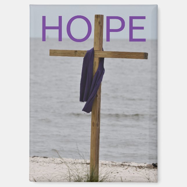 Imán Magnet with picture of Cross on the beach (Anverso)