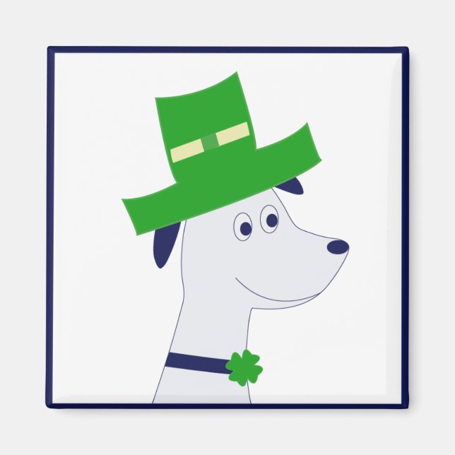 Imán Magnet with St. Patrick's Day dog and clover (Frente)