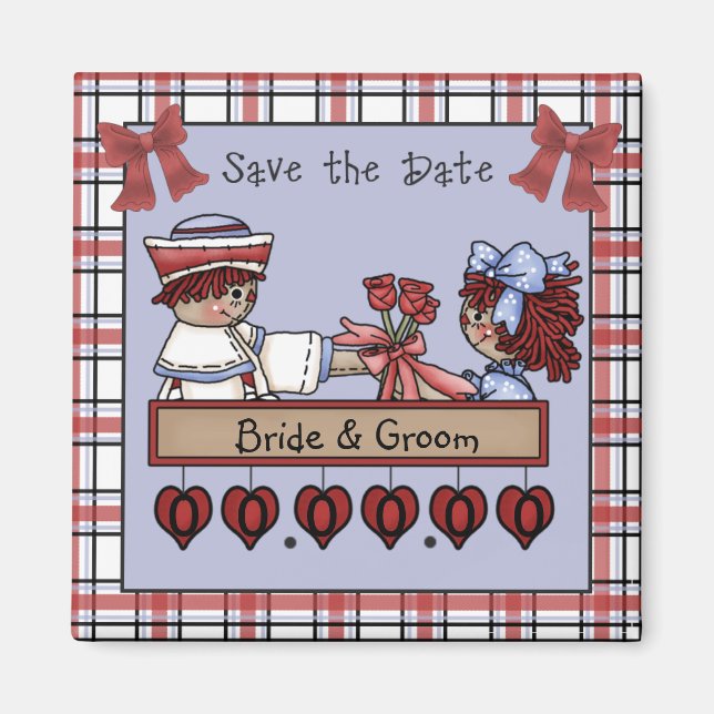 Imán Magnetanes de raagedy Ann y Andy Save-the-Date (Frente)