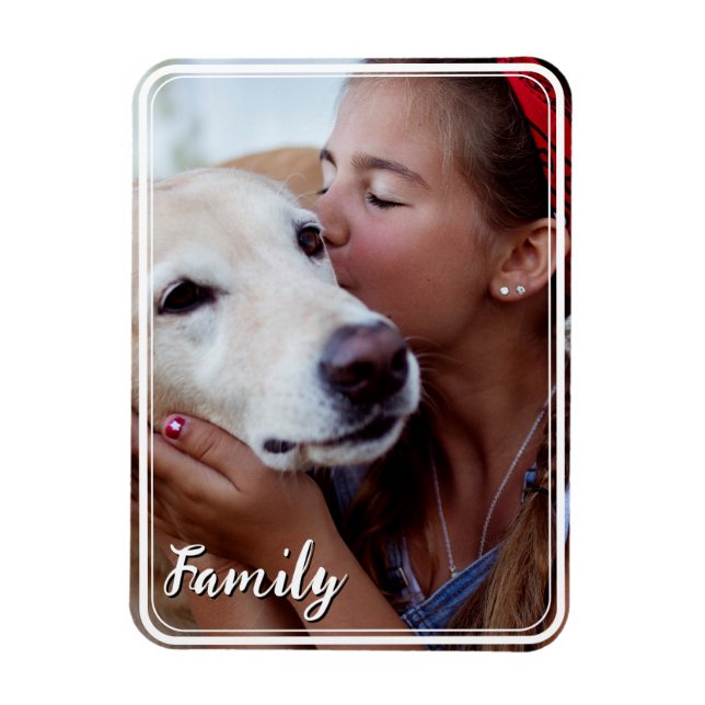 Imán Magnetic Family Photo Magnet con texto Personaliza (Vertical)