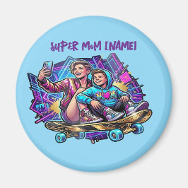 Imán Magnetic Neon Drive: Mother & Son Skater Art