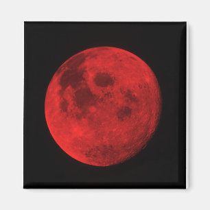 IMÁN MAGNETO DE LUNA ROJA BRILLANTE DE 2" X 2"