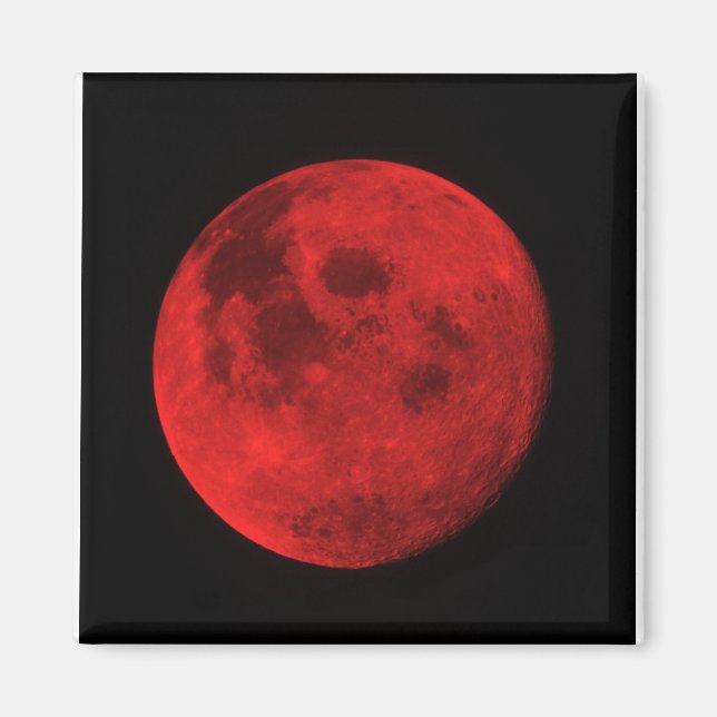 IMÁN MAGNETO DE LUNA ROJA BRILLANTE DE 2" X 2" (Frente)