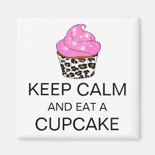 IMÁN MAGNETOS DE "MANTENER LA CALMA Y COMER UN CUPCAKE"