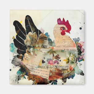 Imán Magnetoscopio de arte de medios mixtos de pollo