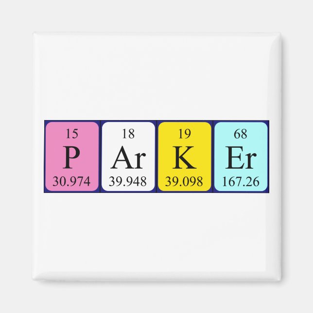Imán Magnetoscopio de nombres de tabla periódica Parker (Frente)