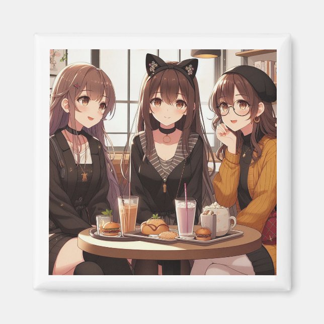 Imán Magnets ANIME Chicas Cafe Bonding (Frente)