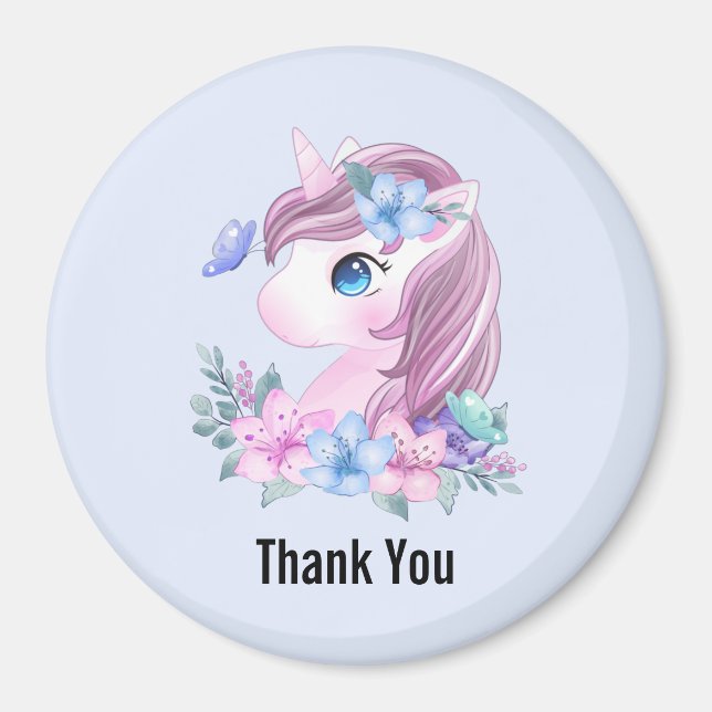 Imán Magnífica bebé Unicornio con ojos grandes gracias (Frente)