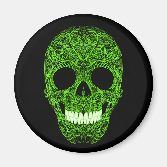 Imán Magnífica Cráneo de Azúcar Día de Los Muertos Día  (Frente)