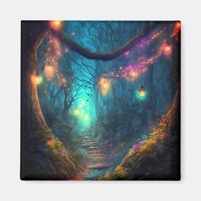 Imán Magnífica Encantada Fantasía Forestal Luces de Had (Frente)