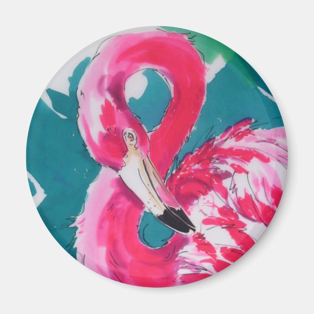 Imán Magnífica impresión de arte tropical Flamingo Bird (Frente)