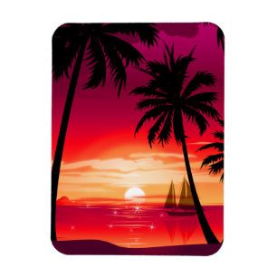 Imán Magnífica isla Shimmery Sunset y velero