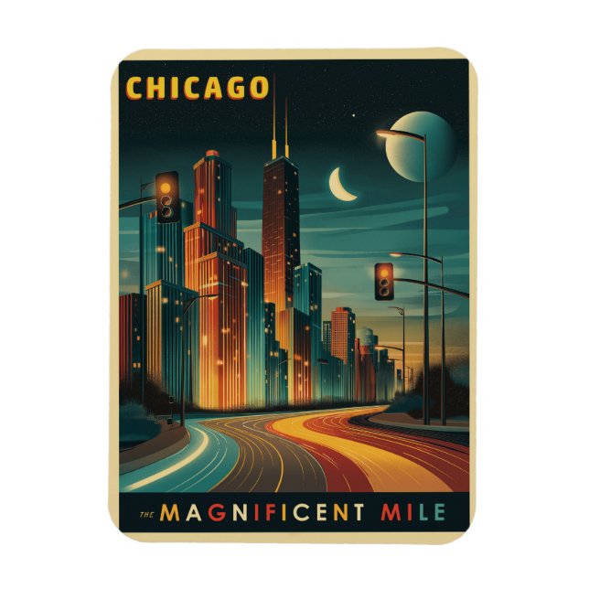 Imán Magnífica Milla Vintage de Chicago (Vertical)