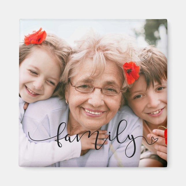 Imán Magnífica tipografía negra | Foto de la familia Pe (Frente)