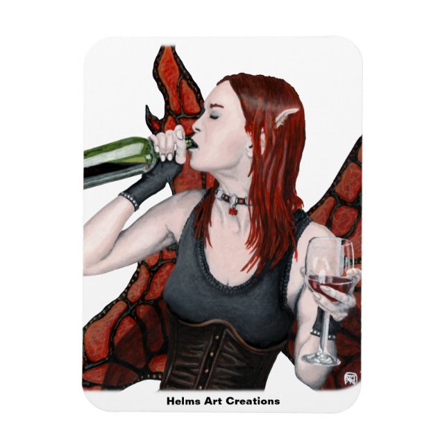 Imán Magnífica Vino de Beber de Hadas Fantasía Magnet d (Vertical)