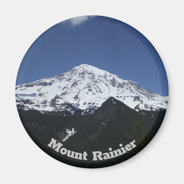 Imán Magnífico de fotografía circular de Mount Rainier (Frente)