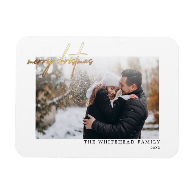 Imán Magnífico de tarjetas blancas simple de oro con Fe (Horizontal)