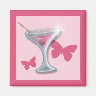 Imán Magnífico Martini de mariposa rosa