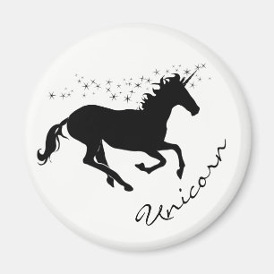 Imán Magnífico unicornio blanco y negro