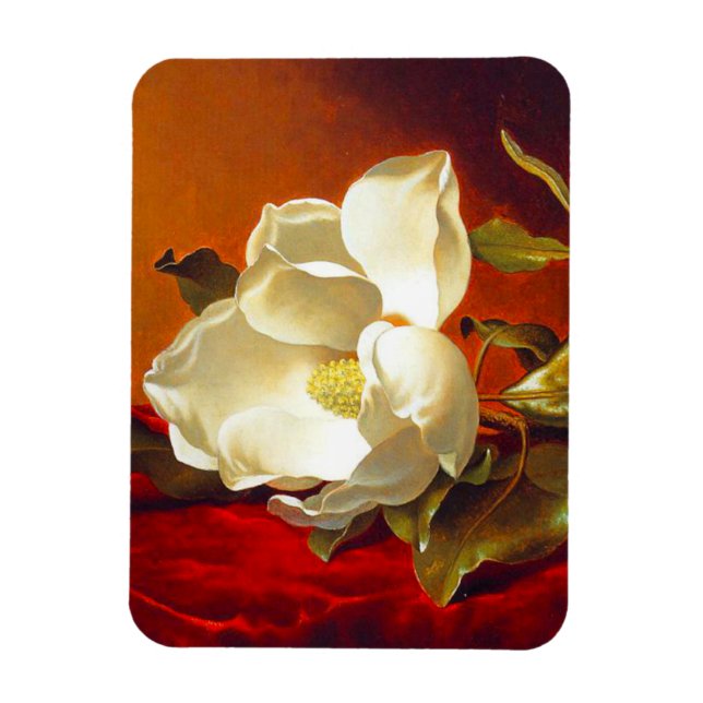 Imán Magnolia en Terciopelo Rojo Martin Johnson Heade (Vertical)