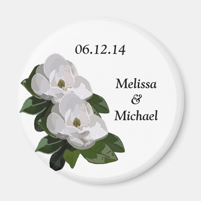 Imán Magnolia Flower Wedding Save the Date Magnet (Frente)