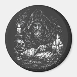 Imán Mago estudiando el grimorio — por BurnsInHell