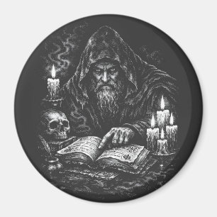 Imán Mago estudiando el grimorio — por BurnsInHell