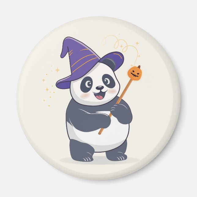 Imán Mago Panda Caprichoso con Sombrero Mágico (Frente)