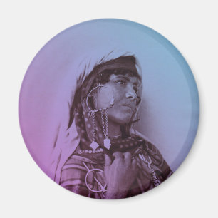 Imán Magreb azul rosa Mujer Chica tradicional tunecina