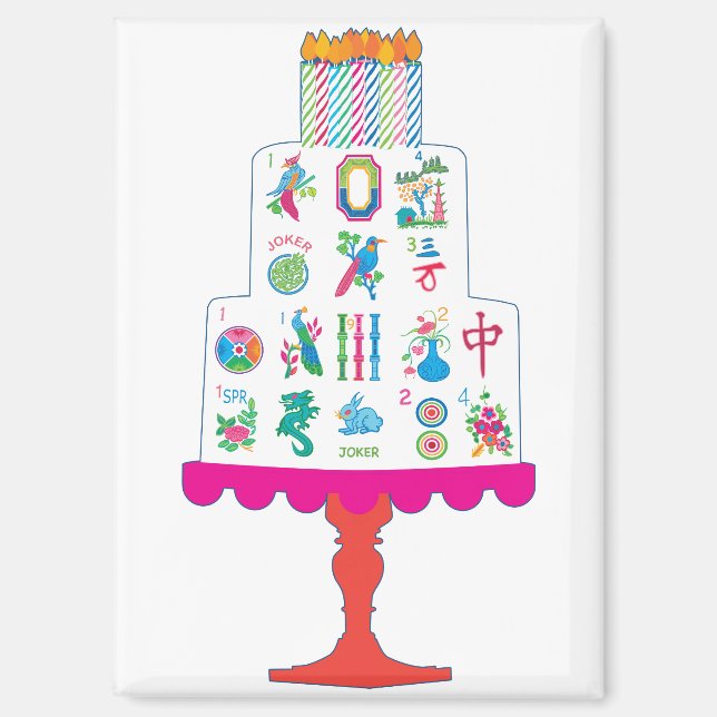 Imán Mah Jongg Birthday Cake Magnet (Anverso)
