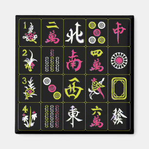 Imán Mah Jongg Black/Fuchsia/Lime Magnet