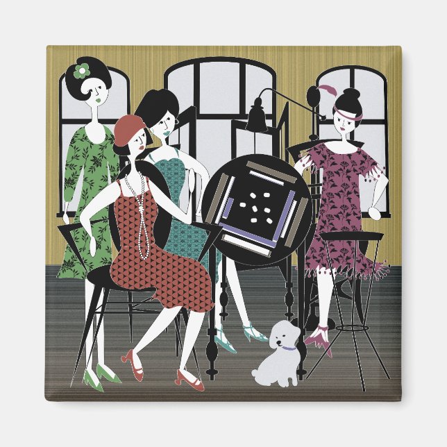 Imán Mah Jongg Flappers Dog Magnet (Frente)