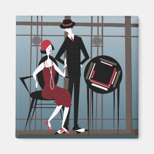 Imán Mah Jongg Flappers Pareja Magnet