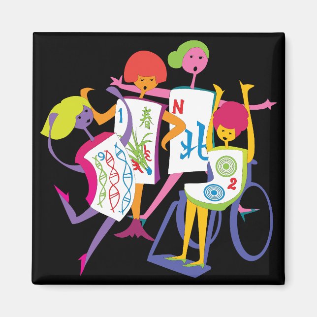 Imán Mah Jongg Happy Dance Black Magnet (Frente)