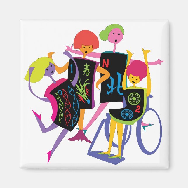 Imán Mah Jongg Happy Dance White Magnet (Frente)