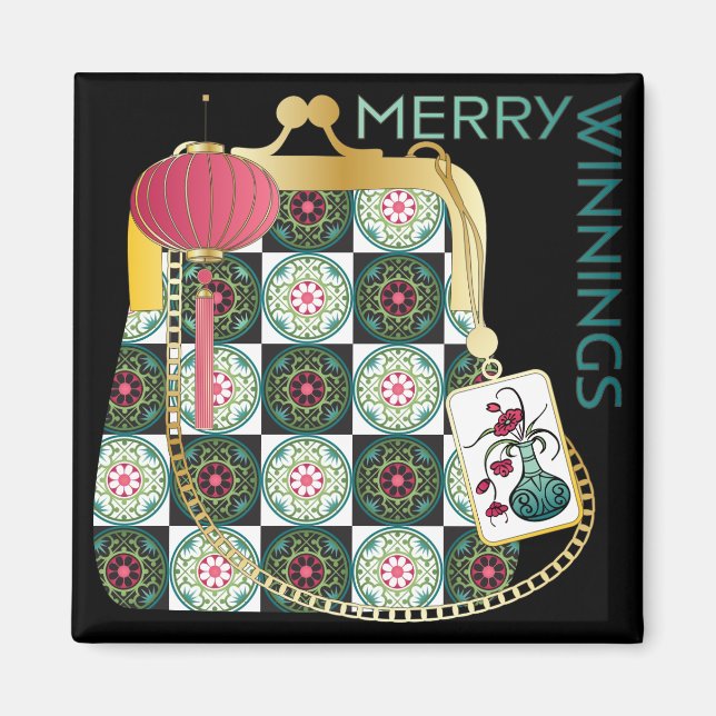 Imán Mah Jongg Purse Holiday Magnet (Frente)