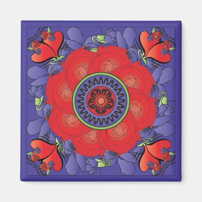 Imán Mah Jongg Rosas Magnet (Frente)