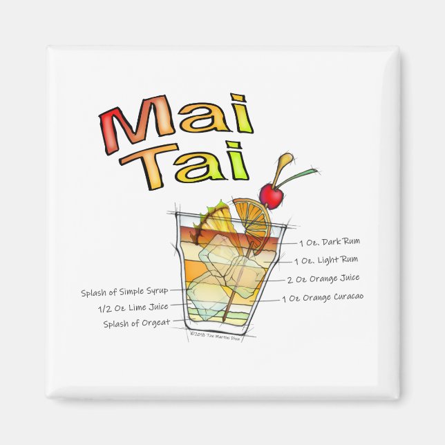 IMÁN MAI TAI COCKTAIL RECIBE ART (Frente)
