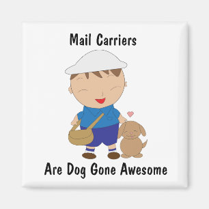 Imán Mail Man Mail Carrier Cute Brown Dog Personaliza