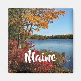 Imán Maine Acadia Lake Autumn Photo