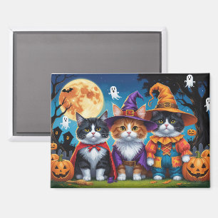 Imán Maine Coon Cats Calabaza Halloween Gracioso