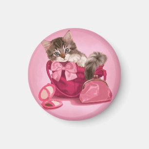 Imán Maine coon en bolso rosa
