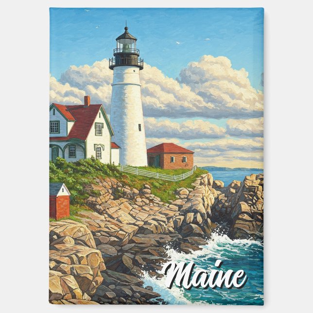 Imán Maine Lighthouse Travel (Anverso)