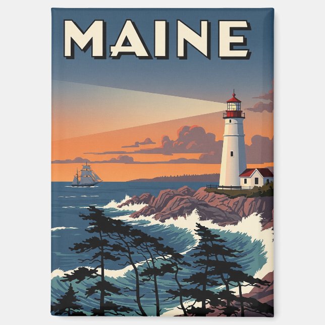 Imán Maine Lighthouse Travel (Anverso)