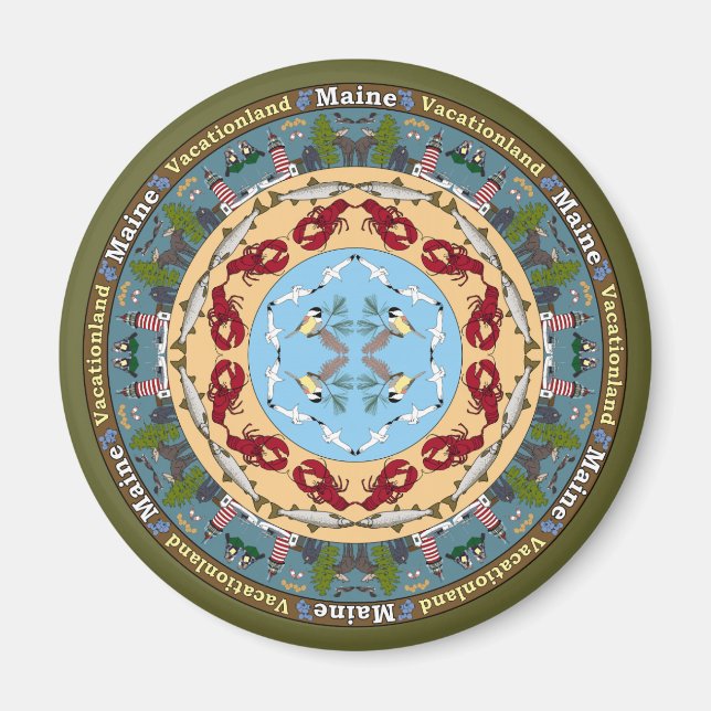 Imán Maine State Mandala Magnet (Frente)