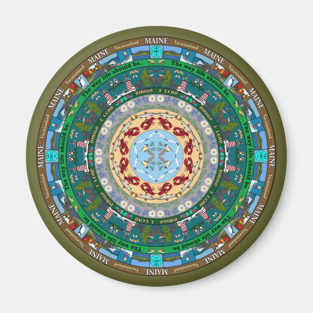 Imán Maine State Mandala Magnet (Frente)